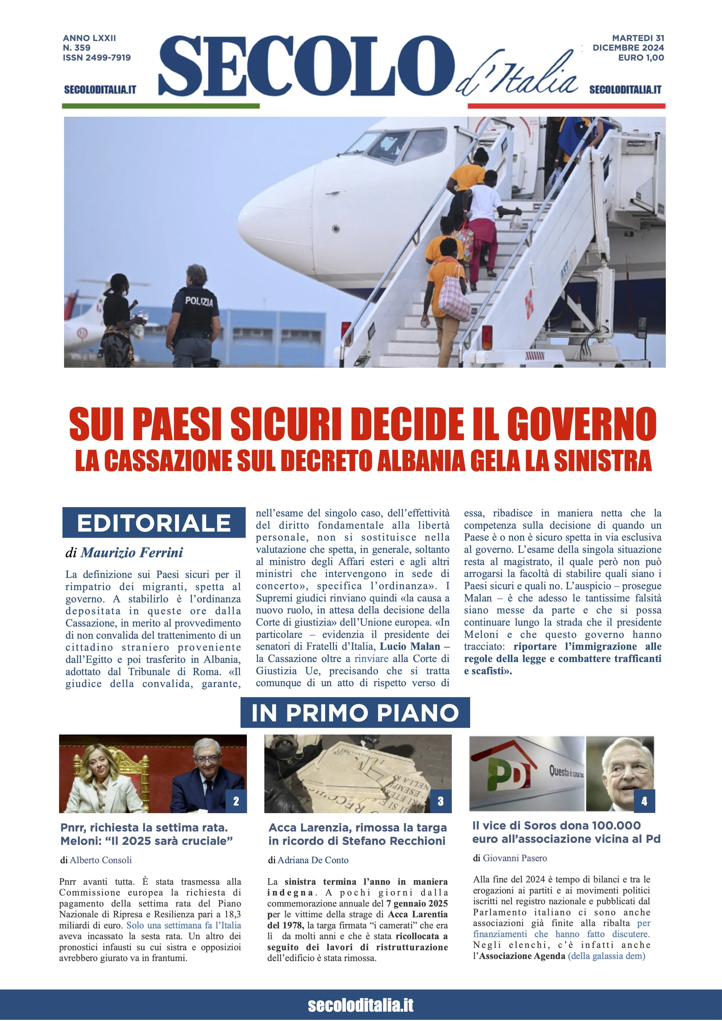 Prima-pagina-secolo-italia-oggi-edizione-di-oggi-31-12-2024