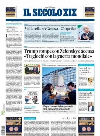 Prima-pagina-secolo-xix-editoriale-oggi-edizione-di-oggi-01-03-2025