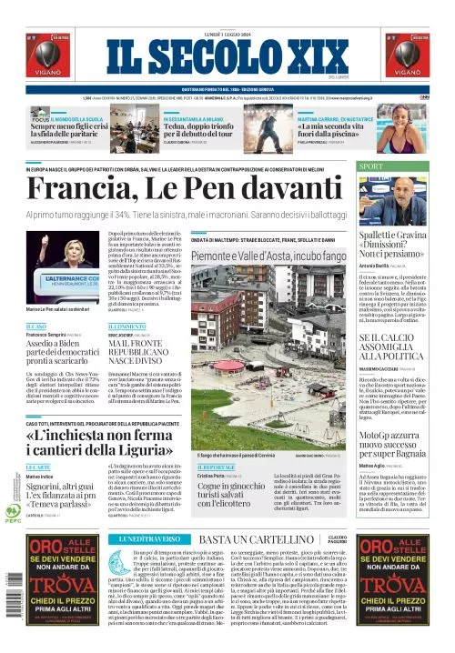 Prima-pagina-secolo-xix-editoriale-oggi-edizione-di-oggi-01-07-2024