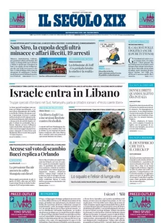 Prima-pagina-secolo-xix-editoriale-oggi-edizione-di-oggi-01-10-2024