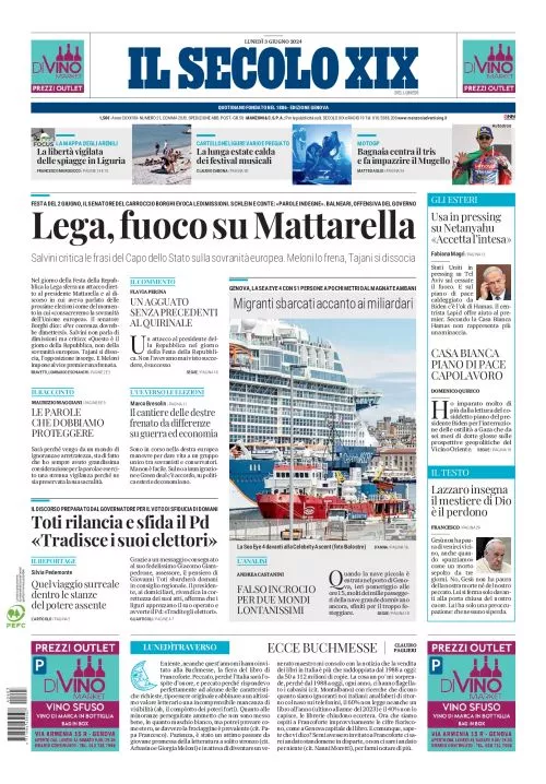 Prima-pagina-secolo-xix-editoriale-oggi-edizione-di-oggi-03-06-2024