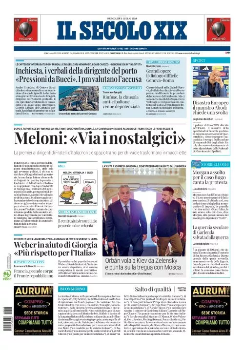 Prima-pagina-secolo-xix-editoriale-oggi-edizione-di-oggi-03-07-2024