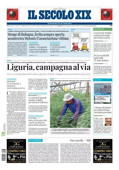 Prima-pagina-secolo-xix-editoriale-oggi-edizione-di-oggi-03-08-2024