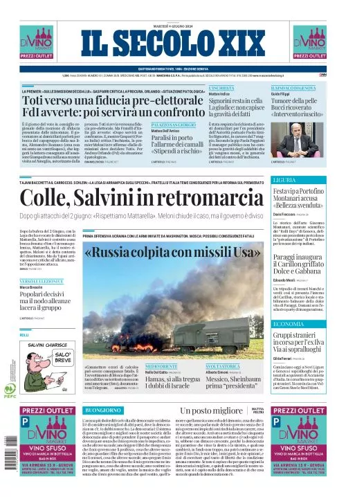 Prima-pagina-secolo-xix-editoriale-oggi-edizione-di-oggi-04-06-2024