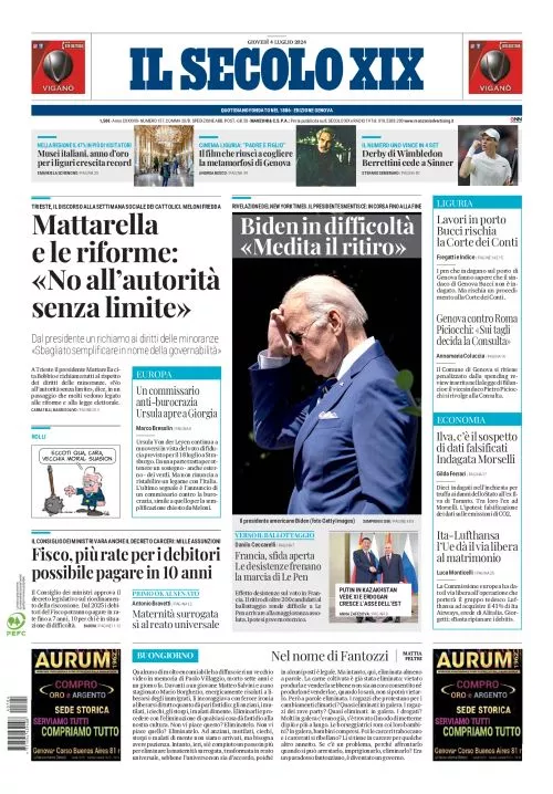 Prima-pagina-secolo-xix-editoriale-oggi-edizione-di-oggi-04-07-2024