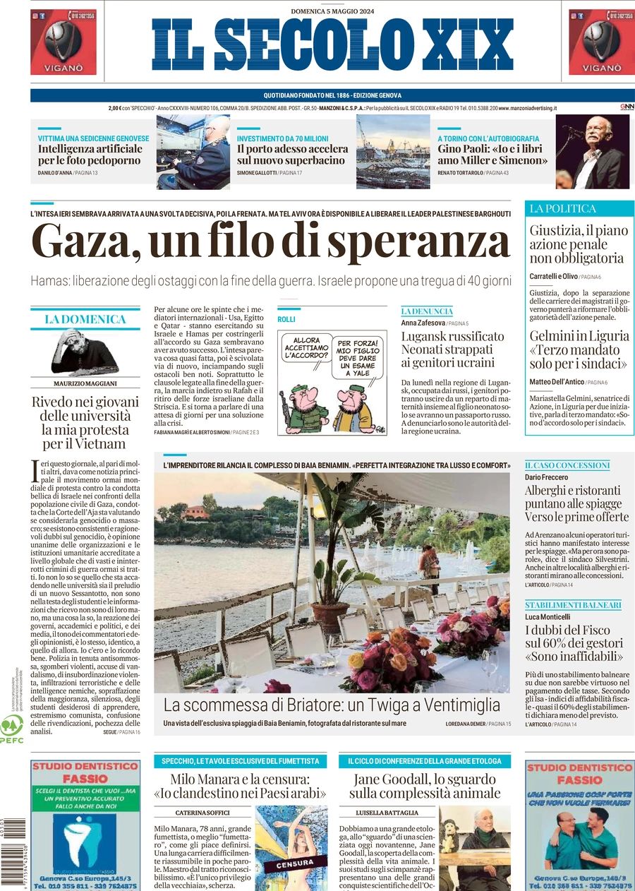 Prima-pagina-secolo-xix-editoriale-oggi-edizione-di-oggi-05-05-2024