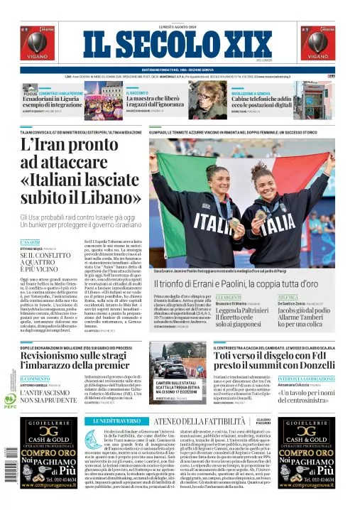 Prima-pagina-secolo-xix-editoriale-oggi-edizione-di-oggi-05-08-2024