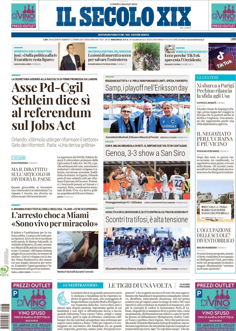 Prima-pagina-secolo-xix-editoriale-oggi-edizione-di-oggi-06-05-2024