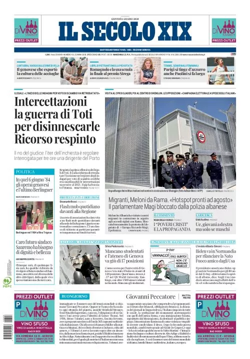 Prima-pagina-secolo-xix-editoriale-oggi-edizione-di-oggi-06-06-2024