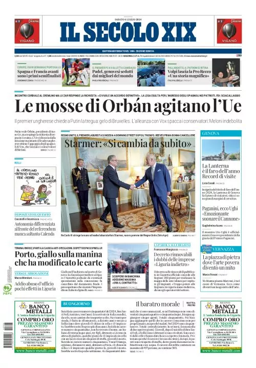 Prima-pagina-secolo-xix-editoriale-oggi-edizione-di-oggi-06-07-2024