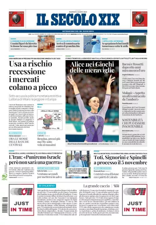 Prima-pagina-secolo-xix-editoriale-oggi-edizione-di-oggi-06-08-2024