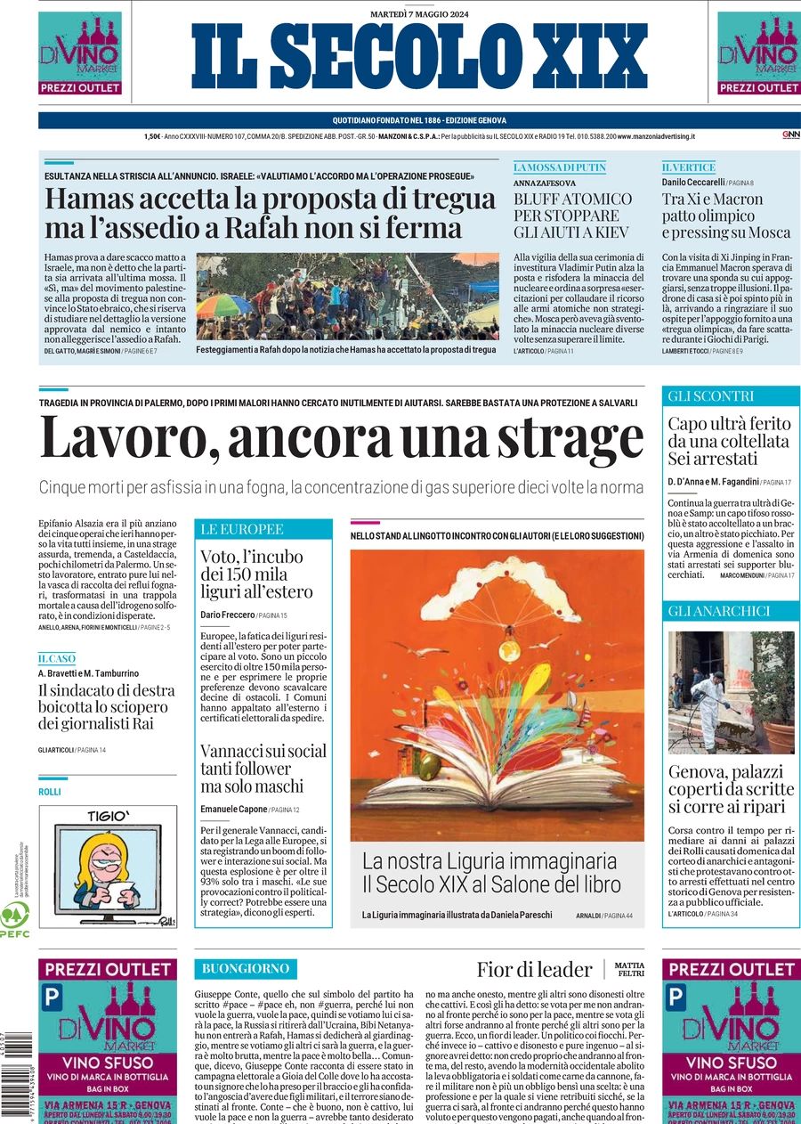 Prima-pagina-secolo-xix-editoriale-oggi-edizione-di-oggi-07-05-2024