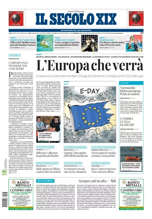 Prima-pagina-secolo-xix-editoriale-oggi-edizione-di-oggi-08-06-2024