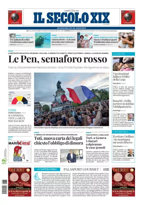 Prima-pagina-secolo-xix-editoriale-oggi-edizione-di-oggi-08-07-2024