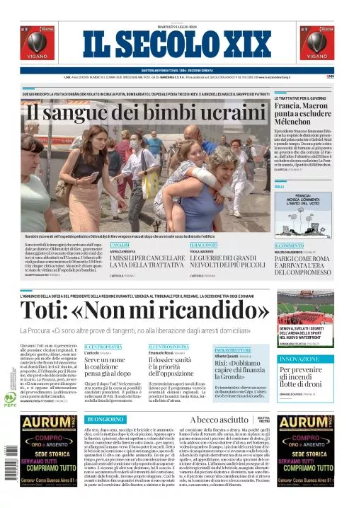 Prima-pagina-secolo-xix-editoriale-oggi-edizione-di-oggi-09-07-2024