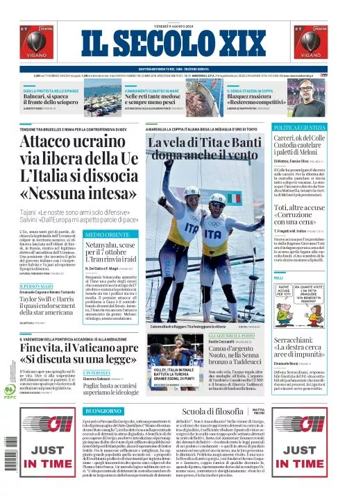 Prima-pagina-secolo-xix-editoriale-oggi-edizione-di-oggi-09-08-2024