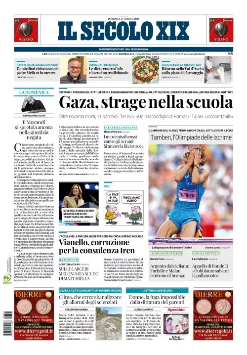 Prima-pagina-secolo-xix-editoriale-oggi-edizione-di-oggi-11-08-2024