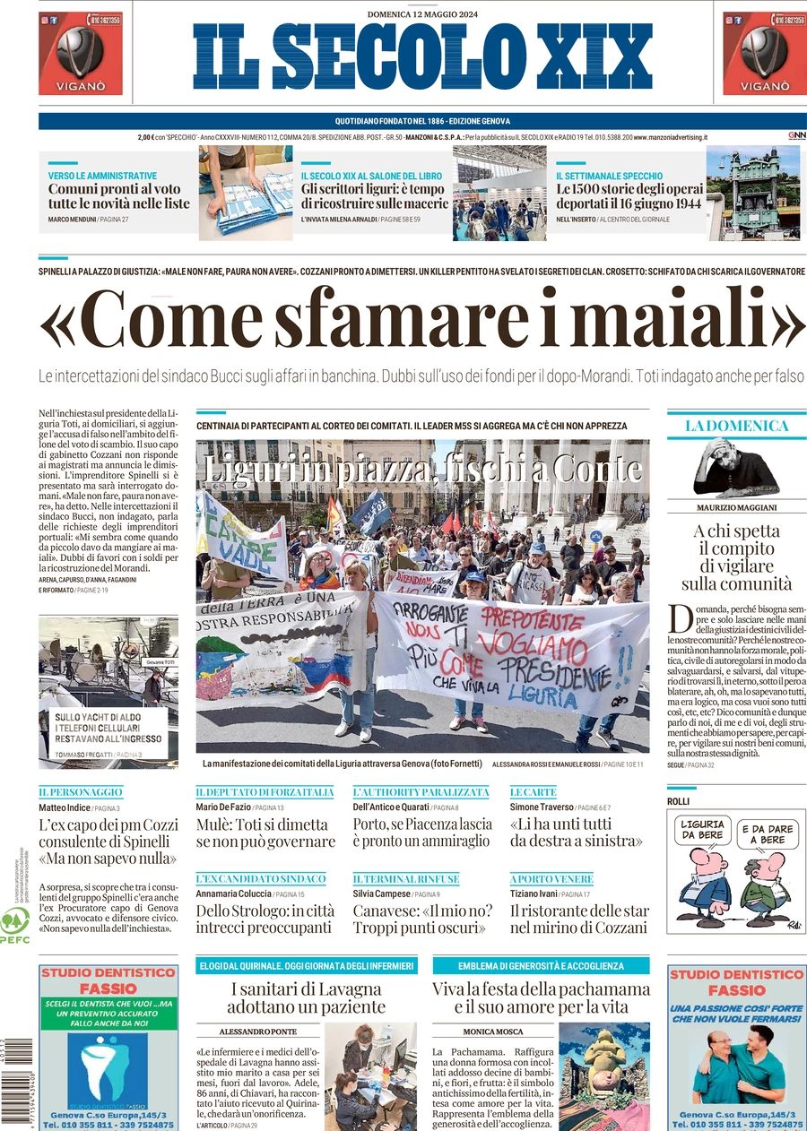 Prima-pagina-secolo-xix-editoriale-oggi-edizione-di-oggi-12-05-2024