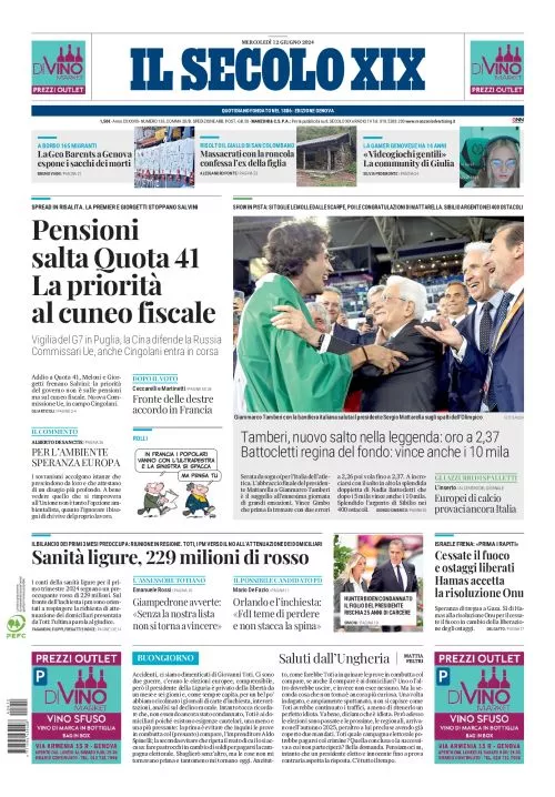 Prima-pagina-secolo-xix-editoriale-oggi-edizione-di-oggi-12-06-2024