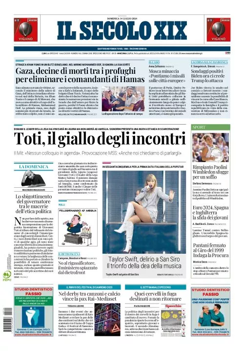 Prima-pagina-secolo-xix-editoriale-oggi-edizione-di-oggi-14-07-2024