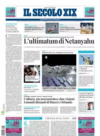 Prima-pagina-secolo-xix-editoriale-oggi-edizione-di-oggi-14-10-2024