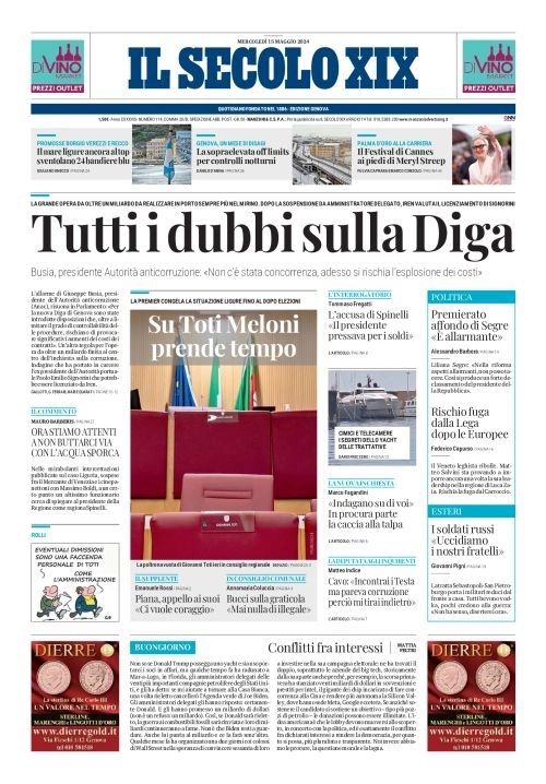 Prima-pagina-secolo-xix-editoriale-oggi-edizione-di-oggi-15-05-2024