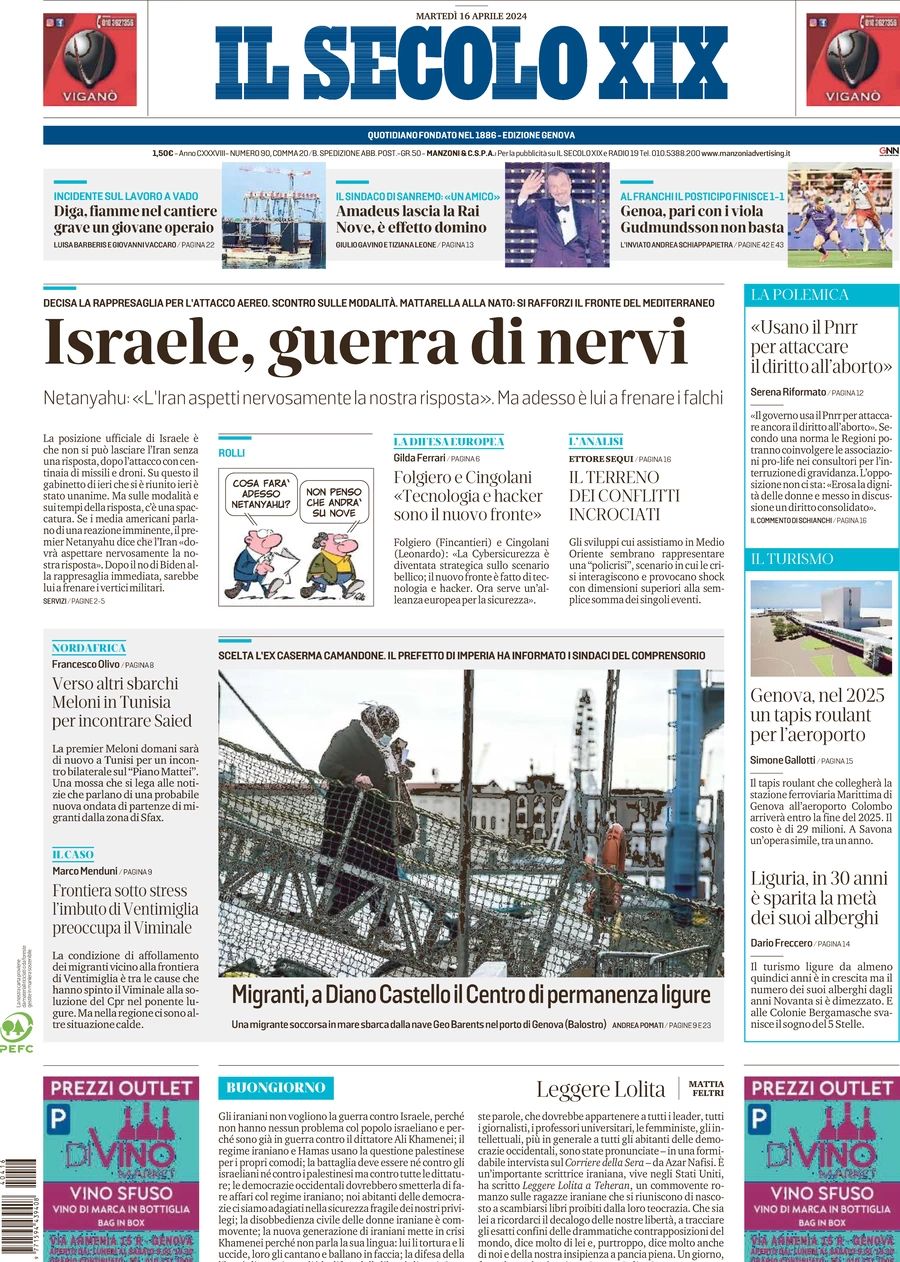 Prima-pagina-secolo-xix-editoriale-oggi-edizione-di-oggi-16-04-2024