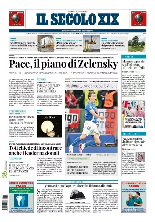 Prima-pagina-secolo-xix-editoriale-oggi-edizione-di-oggi-16-06-2024