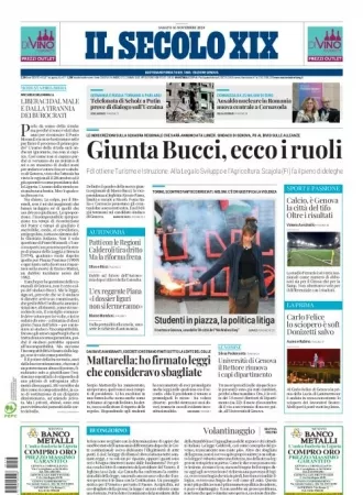 Prima-pagina-secolo-xix-editoriale-oggi-edizione-di-oggi-16-11-2024