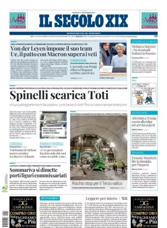 Prima-pagina-secolo-xix-editoriale-oggi-edizione-di-oggi-17-09-2024