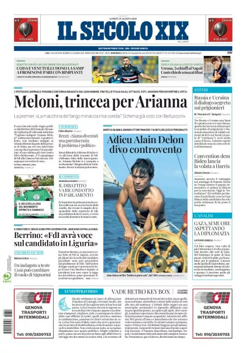 Prima-pagina-secolo-xix-editoriale-oggi-edizione-di-oggi-19-08-2024