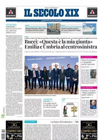 Prima-pagina-secolo-xix-editoriale-oggi-edizione-di-oggi-19-11-2024