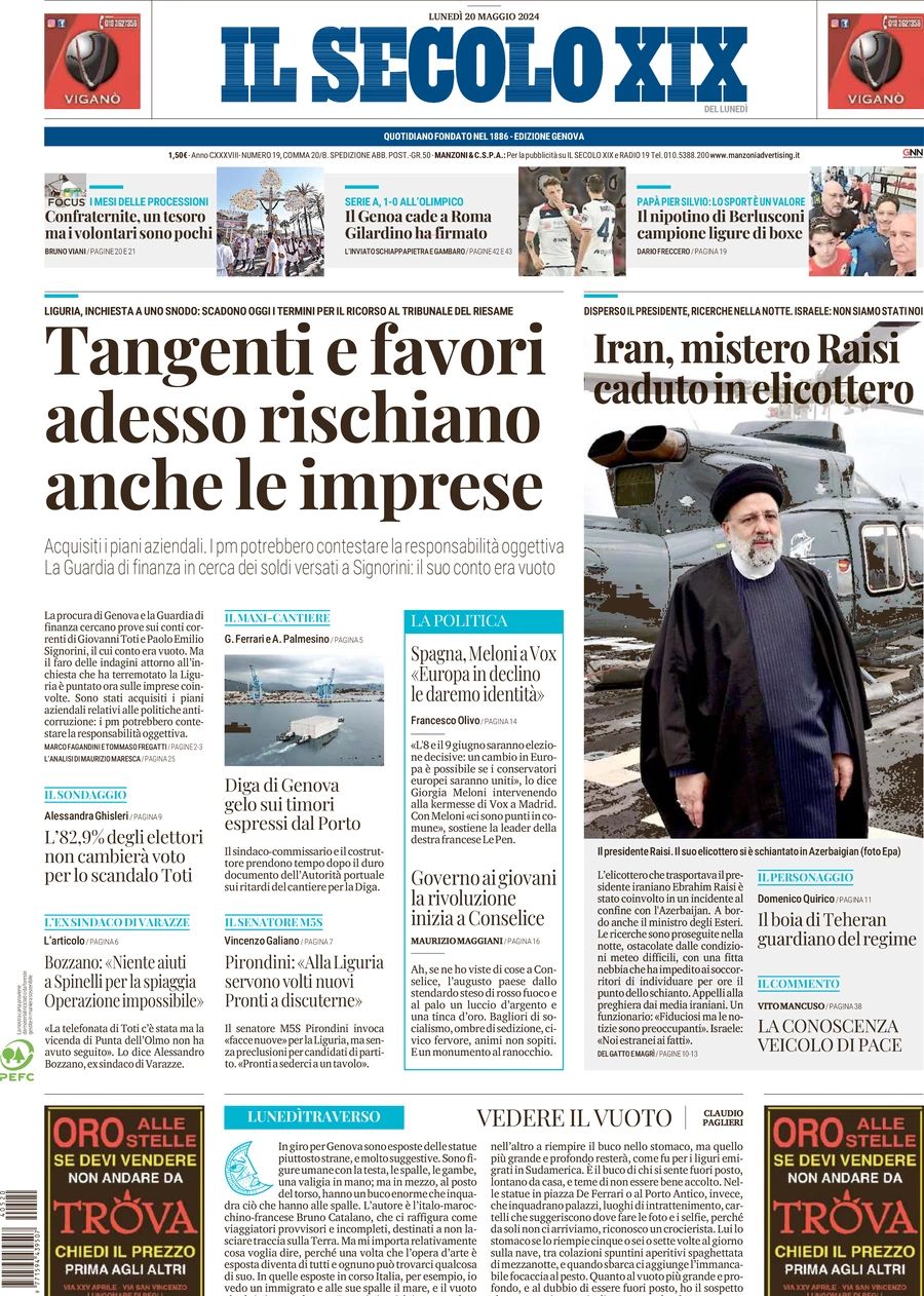 Prima-pagina-secolo-xix-editoriale-oggi-edizione-di-oggi-20-05-2024