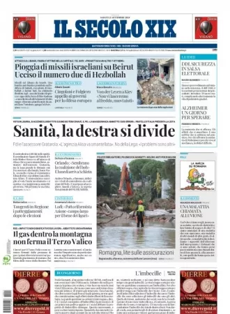 Prima-pagina-secolo-xix-editoriale-oggi-edizione-di-oggi-21-09-2024