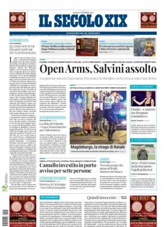 Prima-pagina-secolo-xix-editoriale-oggi-edizione-di-oggi-21-12-2024