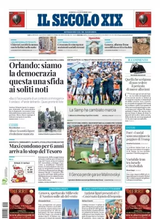 Prima-pagina-secolo-xix-editoriale-oggi-edizione-di-oggi-22-09-2024