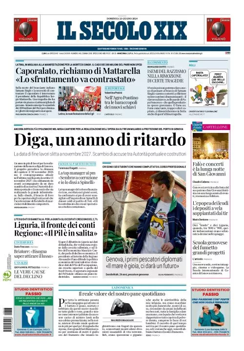 Prima-pagina-secolo-xix-editoriale-oggi-edizione-di-oggi-23-06-2024