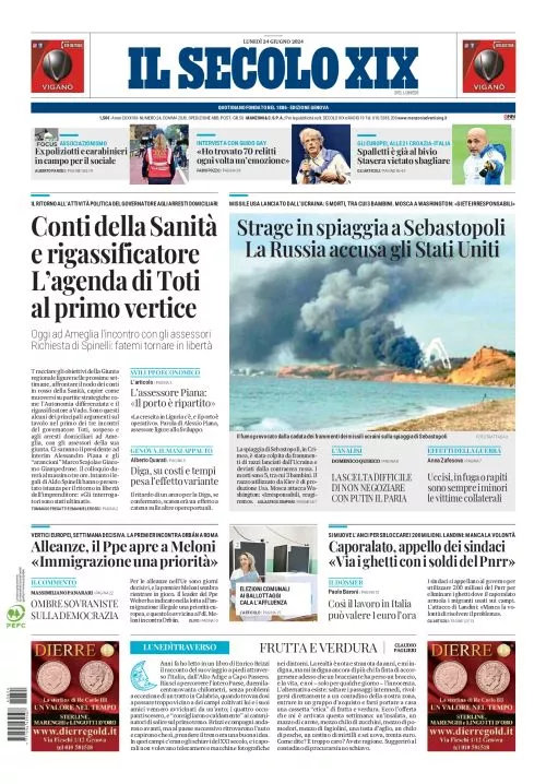 Prima-pagina-secolo-xix-editoriale-oggi-edizione-di-oggi-24-06-2024