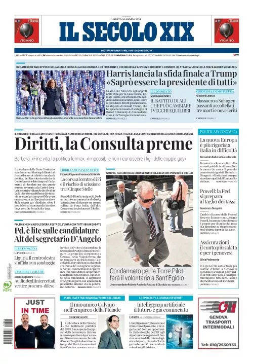 Prima-pagina-secolo-xix-editoriale-oggi-edizione-di-oggi-24-08-2024