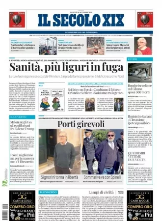 Prima-pagina-secolo-xix-editoriale-oggi-edizione-di-oggi-24-09-2024