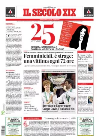 Prima-pagina-secolo-xix-editoriale-oggi-edizione-di-oggi-25-11-2024