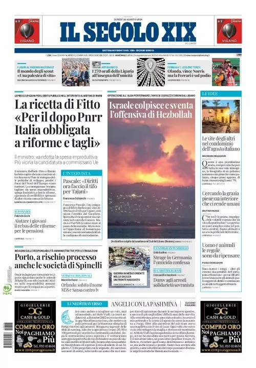 Prima-pagina-secolo-xix-editoriale-oggi-edizione-di-oggi-26-08-2024