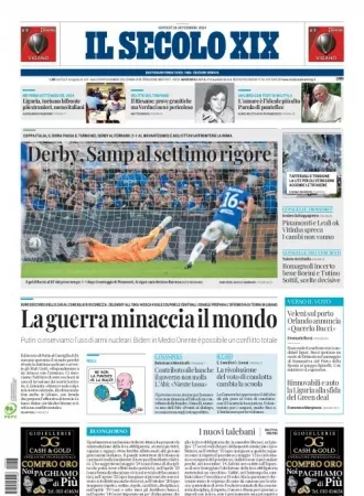 Prima-pagina-secolo-xix-editoriale-oggi-edizione-di-oggi-26-09-2024