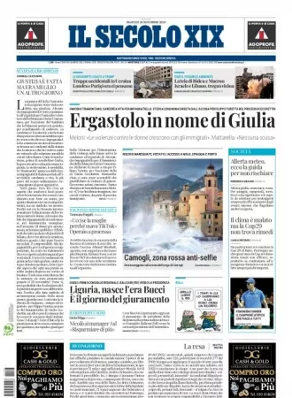 Prima-pagina-secolo-xix-editoriale-oggi-edizione-di-oggi-26-11-2024