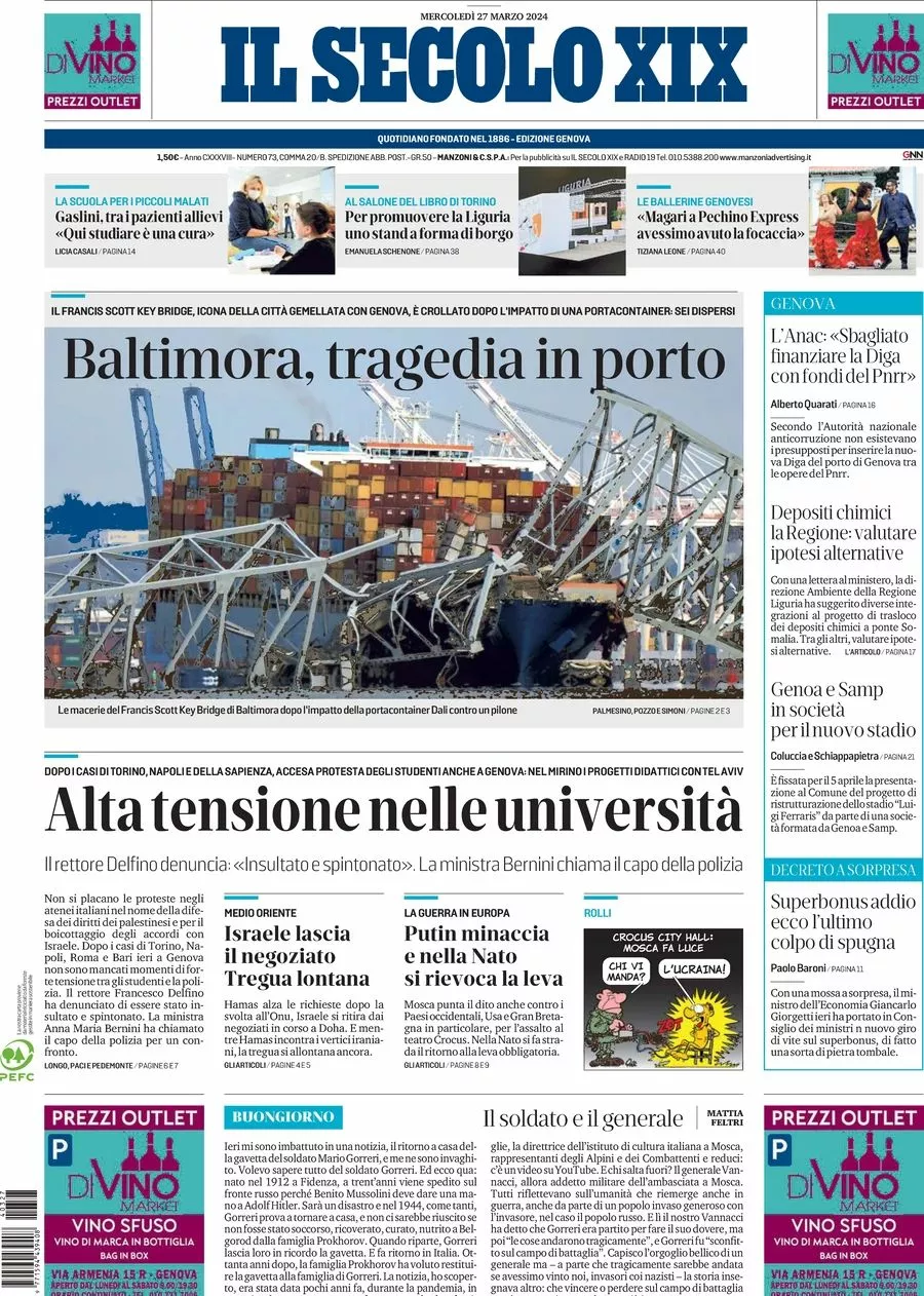 Prima-pagina-secolo-xix-editoriale-oggi-edizione-di-oggi-27-03-2024