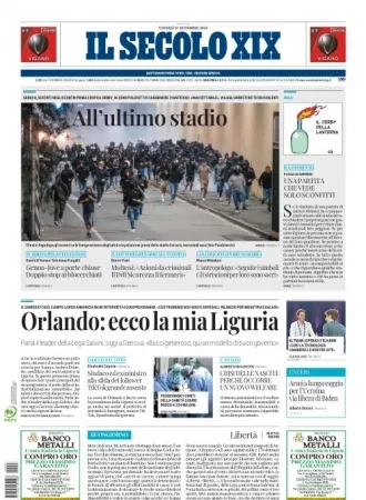 Prima-pagina-secolo-xix-editoriale-oggi-edizione-di-oggi-27-09-2024