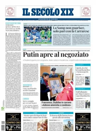 Prima-pagina-secolo-xix-editoriale-oggi-edizione-di-oggi-27-12-2024