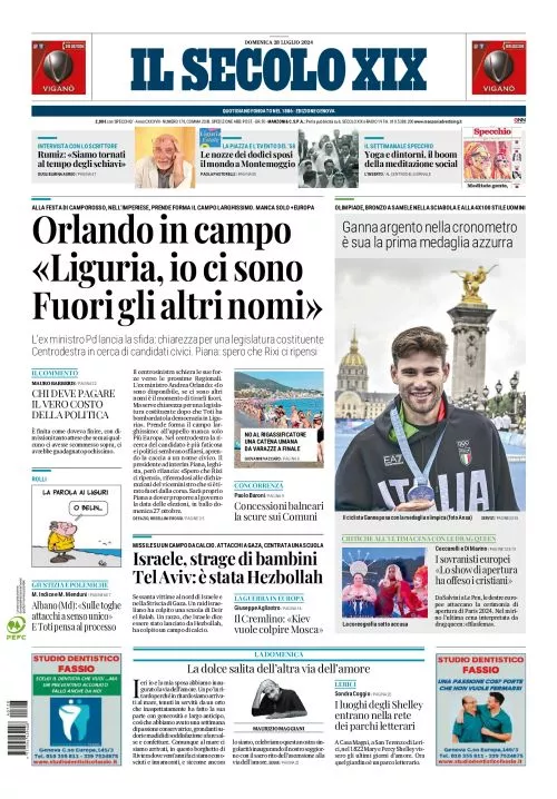 Prima-pagina-secolo-xix-editoriale-oggi-edizione-di-oggi-28-07-2024