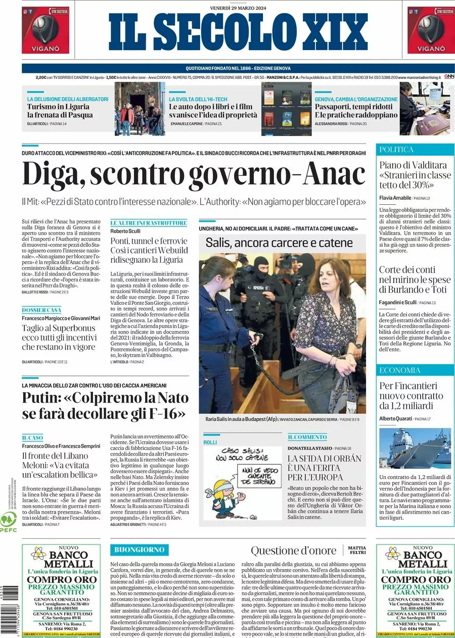 Prima-pagina-secolo-xix-editoriale-oggi-edizione-di-oggi-29-03-2024