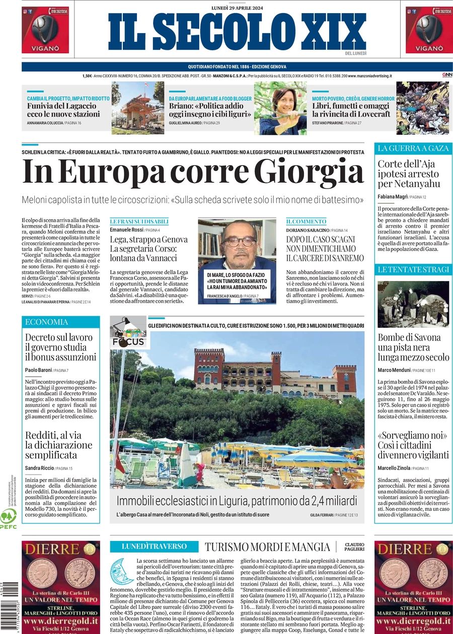 Prima-pagina-secolo-xix-editoriale-oggi-edizione-di-oggi-29-04-2024